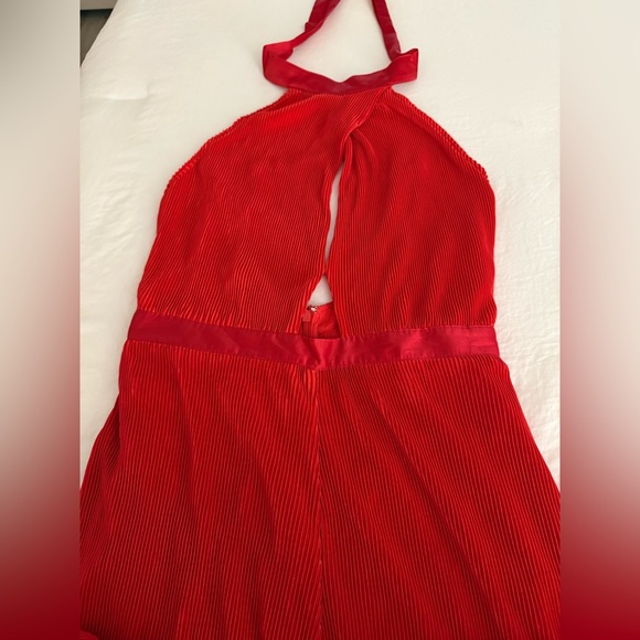 Anthropologie Vibrant Red Plisse Jumpsuit - Picture 3 of 4